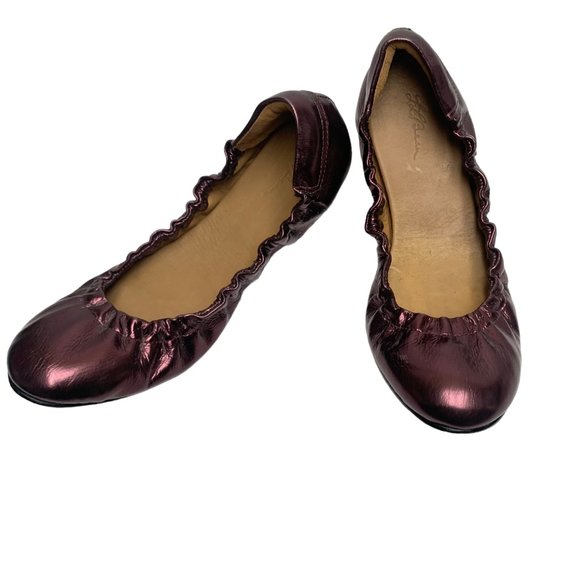LL Bean Plum Metallic Leather Elasticized Ballet Flats - Picture 10 of 10